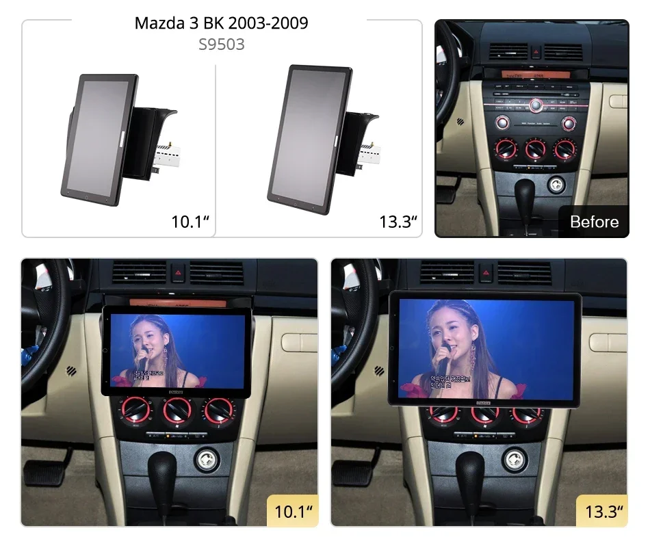 13.3'' Ownice 1Din Android10.0 Car Radio 360 Panorama for Mazda 3 BK 2003-2009 Auto Audio Player SPDIF Rotatable 4G LTE NO DVD