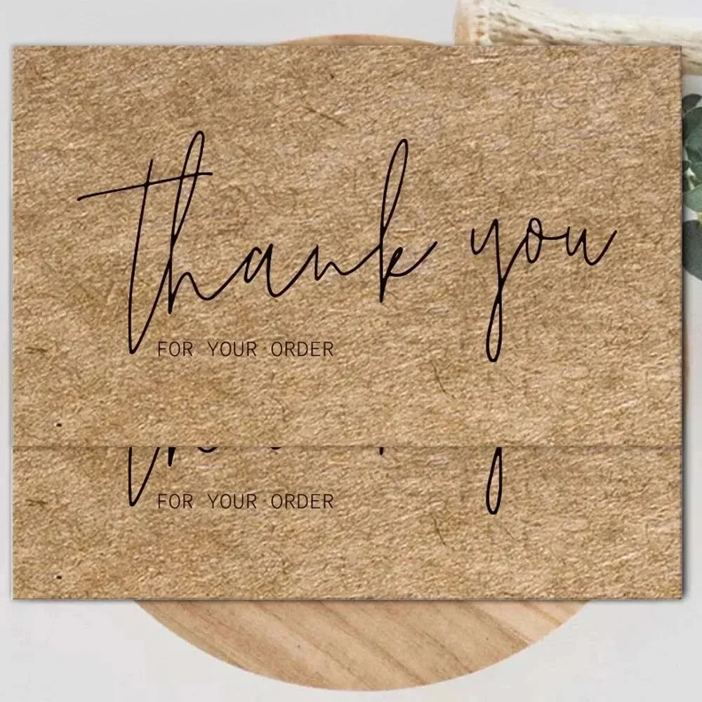 30pcs Natural Kraft Paper Thank You Card Enterprise Store Business Thank You Order Card Wholesale Custom Gift Decoration Card