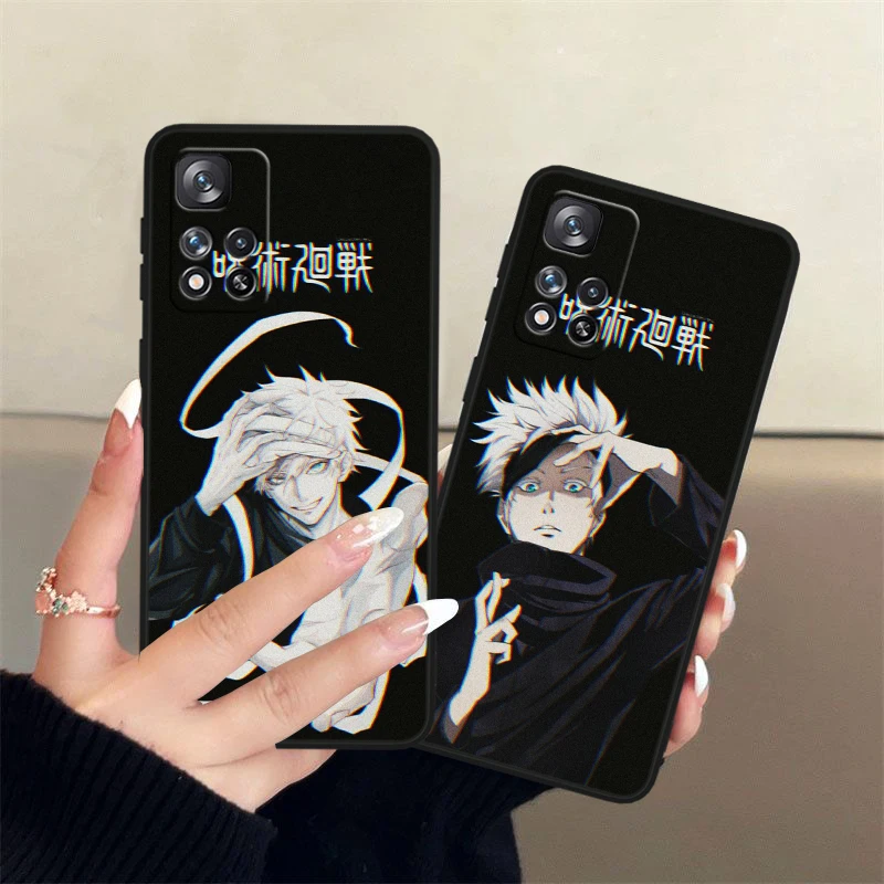 Gojo Jujutsu Kaisen Anime For Xiaomi Redmi 12 9C 9 Redmi Note 13 12 11S 11 10 Pro Plus Soft Shockproof Black Phone Case