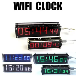 Esp8266 wifi uhr netzwerk timing digital anzeige led dot matrix uhr rot blau grün weiß zeit TYPE-C power wifi uhr