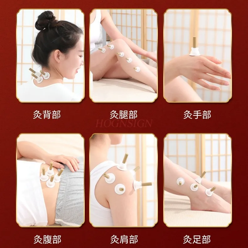 Premium Rotating 50 Pcs Moxa Wormwood Moxibustion Adhesive Sticks Rolls Pain Relief Value Set