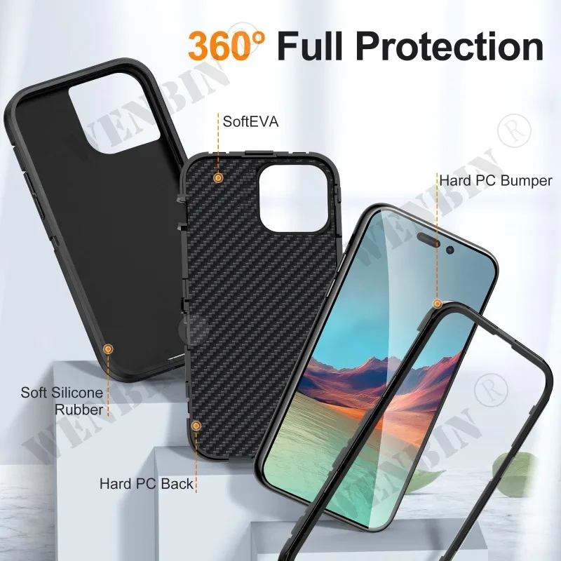 Case For iPhone 15 14 13 12 11 Pro Max Plus XR X XS 8 7 Plus SE Heavy Duty Shockproof Anti-Scratch Rugged Protective Cover