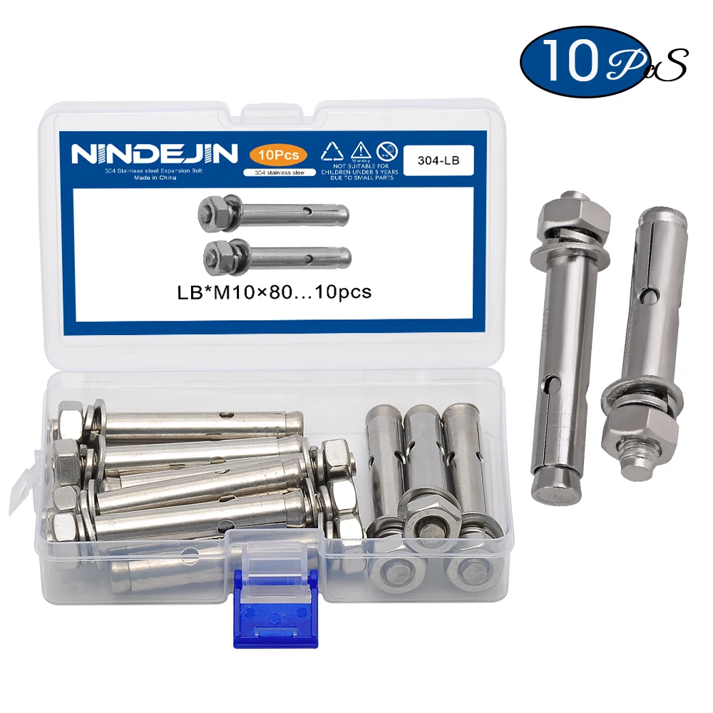 M6 M8 M10 Expansion Anchor Bolt Assorted Kit Stainless Steel Expansion Bolt Sleeve Anchor Set for Wall Concrete Window Mounting