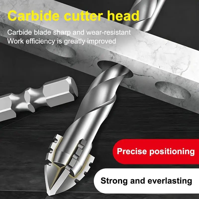 ~6Pcs Shark Tooth Drill Bits 5-12 Mm Carbide Drill Bits Suitable For Ceramic Tiles Concrete And Steel