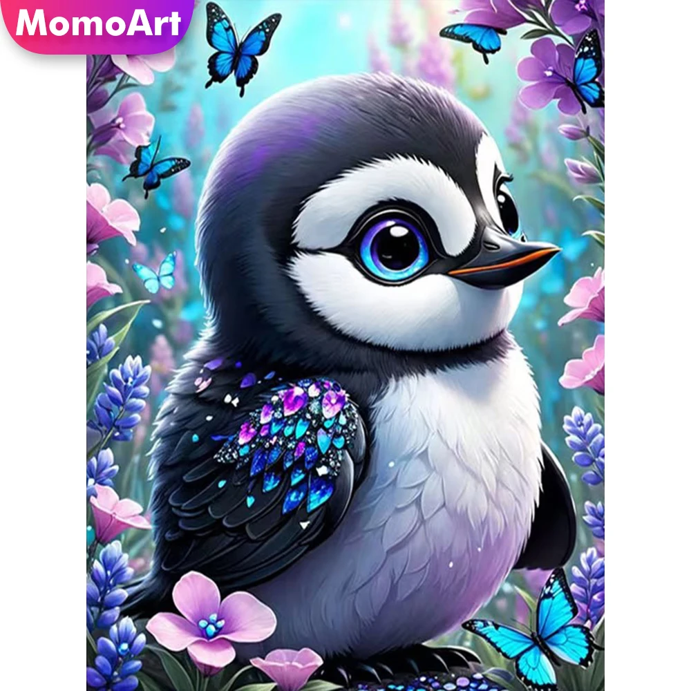 Momoart DIY Diamant-Stickerei Pinguin Tier-Gemälde Cartoon Neue Kollektion Diamant-Mosaik Blumen Heim Schlafzimmer Wandkunst