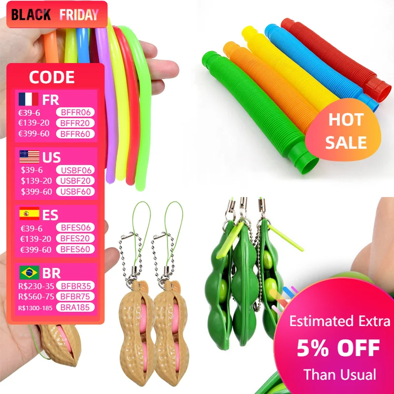 Fidget Toys Decompression Edamame Peanut Antistress Squeeze Toy Infinite Peas Beans Keychain Fidget Squishy Stress Kids Gifts