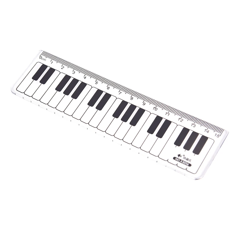 Régua de Piano Criativa, Régua Teclado, Plástico Preto e Branco, 6in, 1PC, 15cm