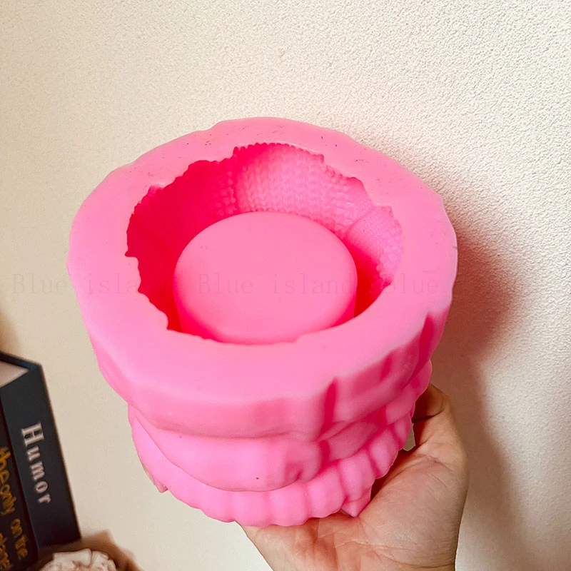 Silicone Mold Concrete Flowerpot Making Scented Candle Vessel Creative Woolen Hat Design DIY Gypsum Cement Mould