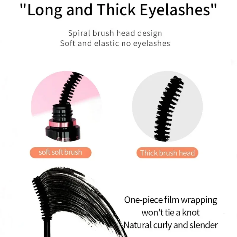 Lasting Natural Mascara Waterproof Anti-sweat Eyelashes Extension Black Silk Fiber Mascaras Curling Thick Long Eyelash Cosmetics