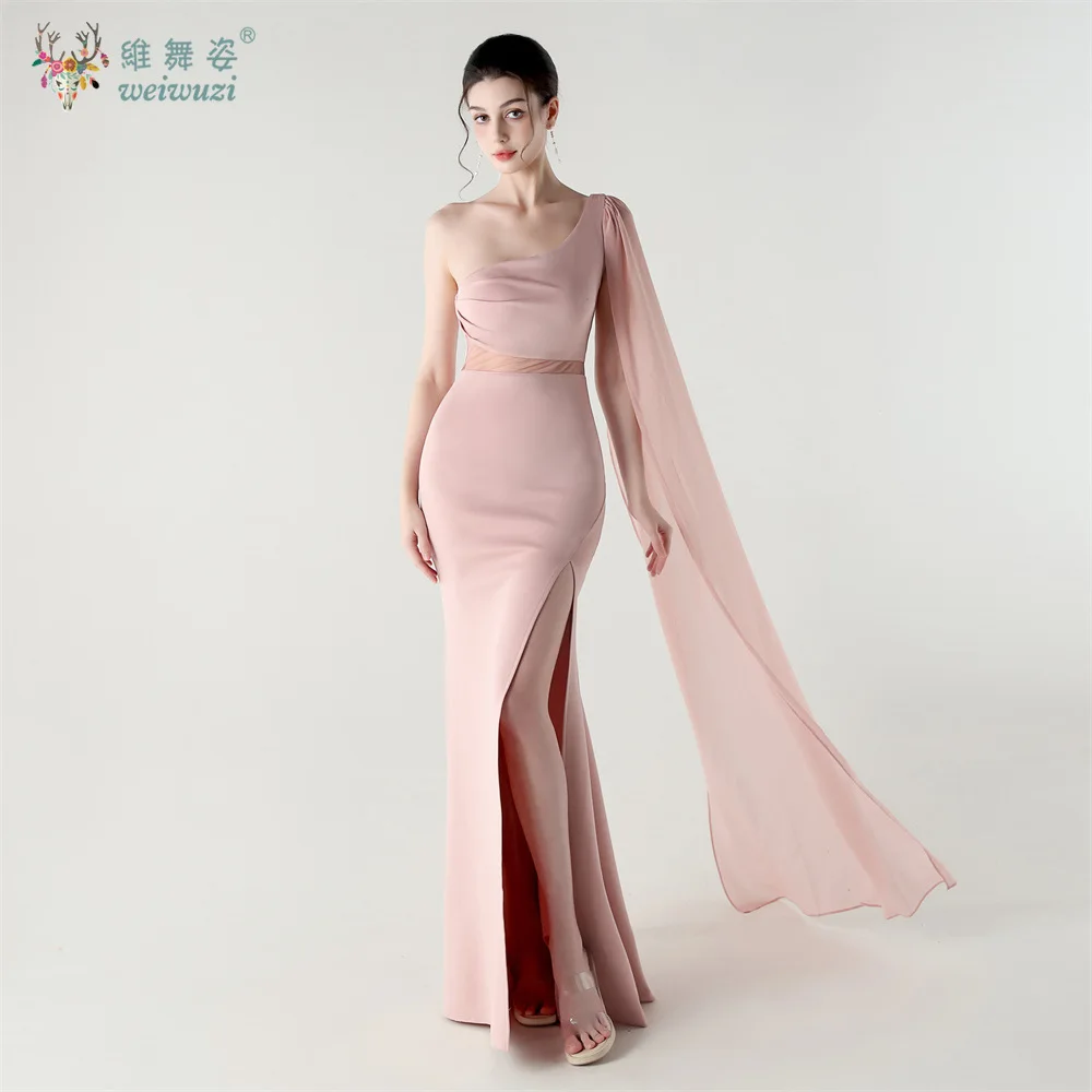 Elegante vestido de noite de baile feminino sexy um ombro cetim fishtail vestido longo ocasião formal altura cintura bodycon vestido de casamento