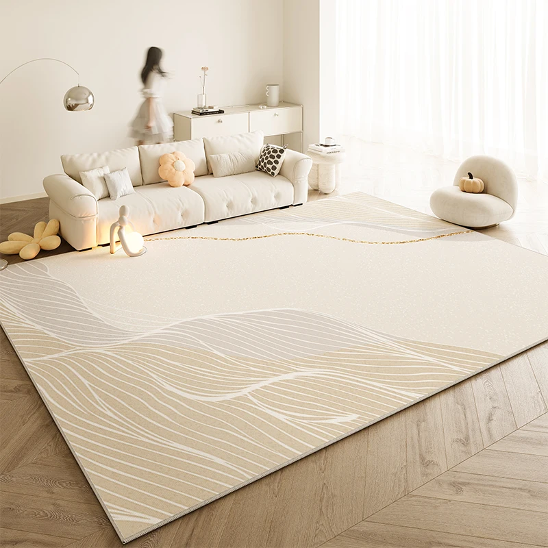 

Cream Style Living Room Decoration Line Carpet Large Area Rugs for Bedroom Washable Study Soft Rug Anti-slip Cloakroom Floor Mat