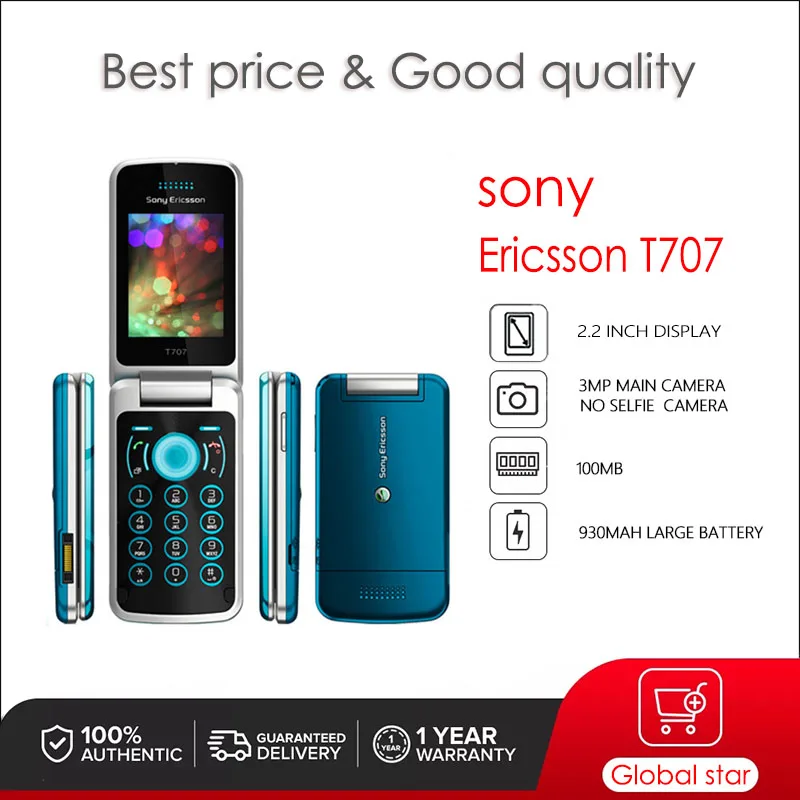 

Sony Ericsson T707 Refurbished-Original 2.2inches 3.15MP Mobile Phone Cellphone Free Shipping High Quality