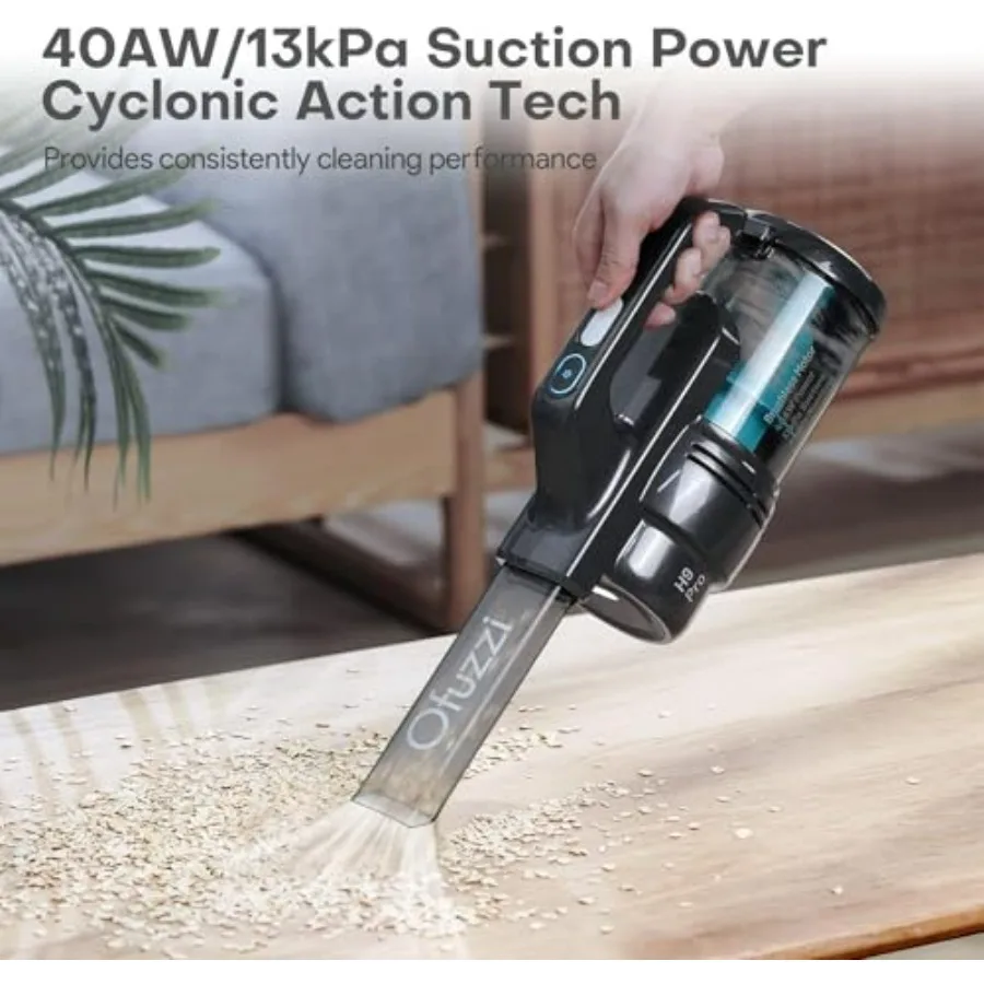 H9 Pro Handheld Vacuum Cleaner, Extra-Long Crevice Tool, 40AW/13kPa Surging Suction, LED- Display&Light, Up to 30 Mins Runtime,