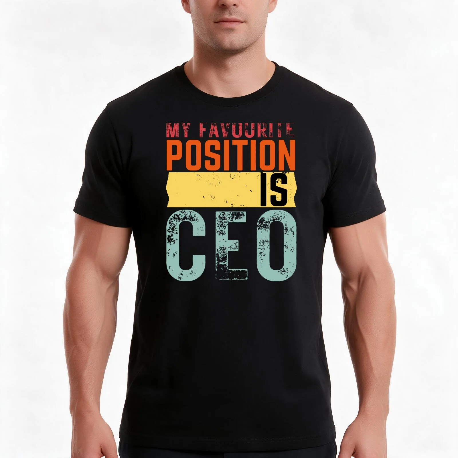 vintage My Favourite Position is CEO, funny Employee T-Shirt, Summer Casual Cotton Tee, Oversized Streetwear Tops, 100% Cotton