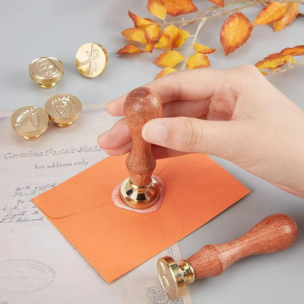 Made with Love Wax Seal Stamp Valentine's Day Sealing Wax Stamps Retro Wood Stamp Wax Seal 25mm Removable Brass Seal Wood