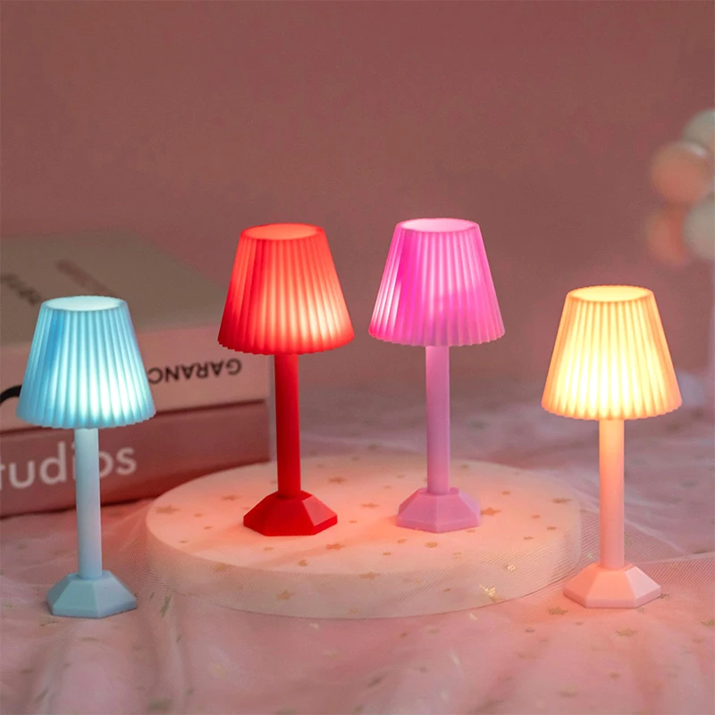 1:12 Dollhouse Miniature LED Night Light Floor Lamp Mini Desk Lamp Home Lighting Model Decor Toy Doll House Accessories