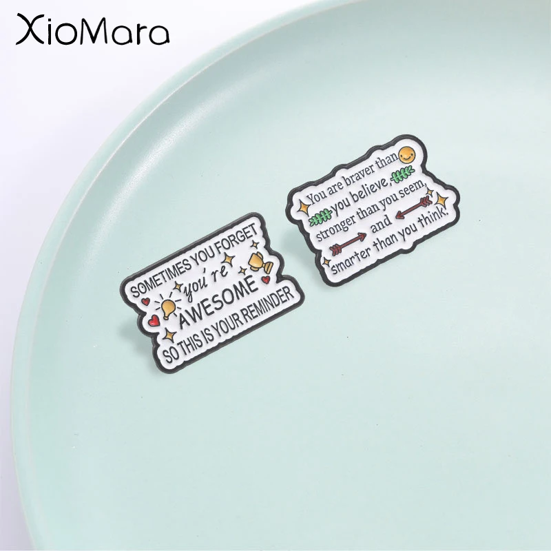Épinglette en émail avec citation inspirante et chaleureuse, badge avec citation positive et encourageante, accessoire élégant, cadeau sincère pour les amis