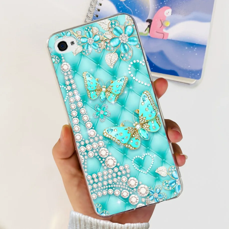 غطاء سيليكون ناعم لـ Apple iPhone 4 ، جراب ، رائد فضاء ، شفاف ، ممتص للصدمات ، زهرة مشهورة ، 4 s ، 4 s