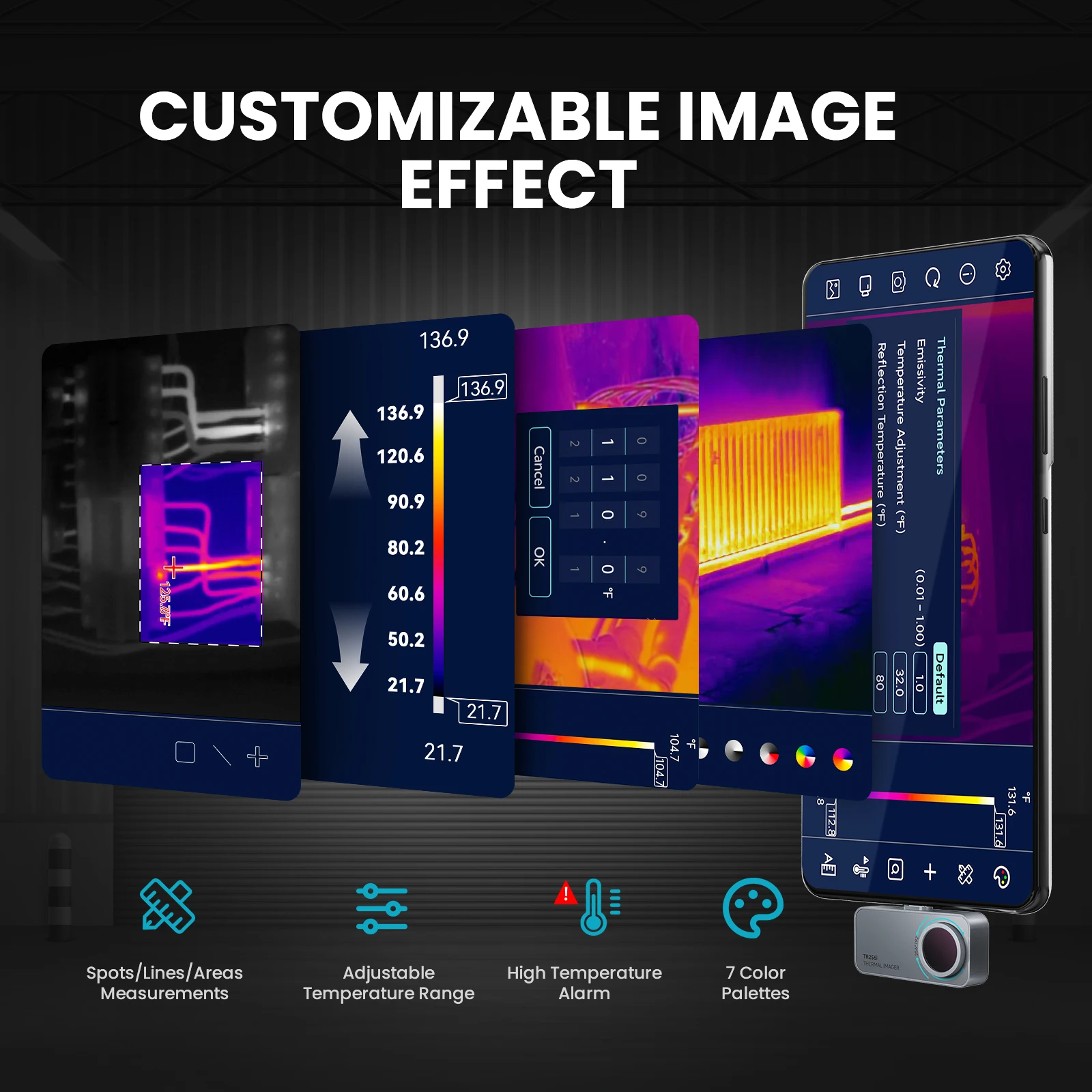 กล้องถ่ายภาพความร้อน MILESEEY รุ่น TR256i ความละเอียด 192*256 สำหรับ Android และ iOS เหมาะสำหรับงานซ่อมแผงวงจรพิมพ์ การตรวจสอบในครัวเรือน และงานอุตสาหกรรม
