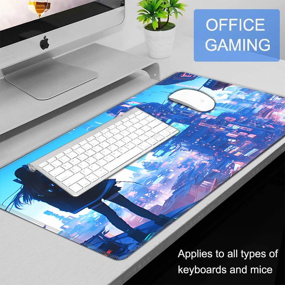 Cyber Punks Keyboard Pads Large Gaming Mouse Pad Anime Rubber Mat Cool Deskmat Desk Protector Mousepad Gamer Pc Accessories S57