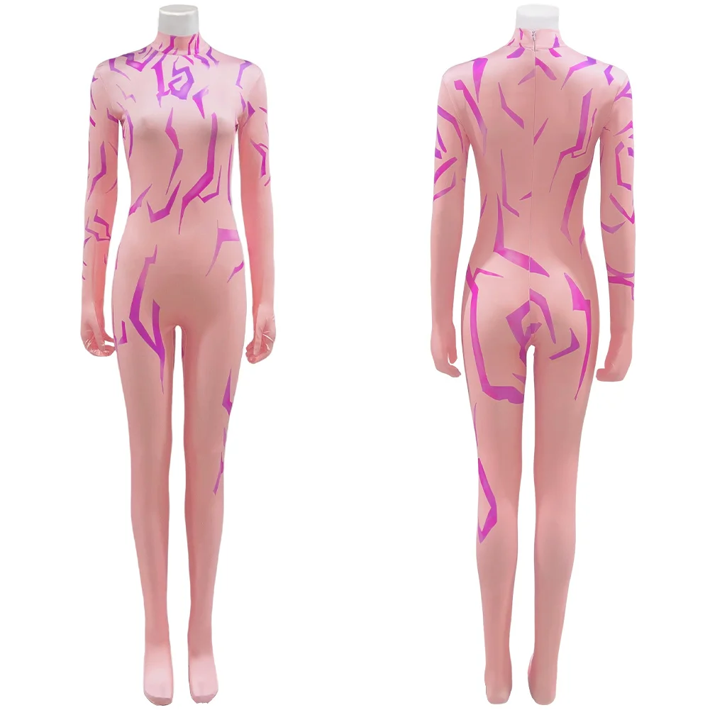 

Rumi Kpop Demon Hunter Cosplay Purple Half Tattoo Style Jumpsuit Costume for Women Female 2025 Halloween Carnival Party Suit