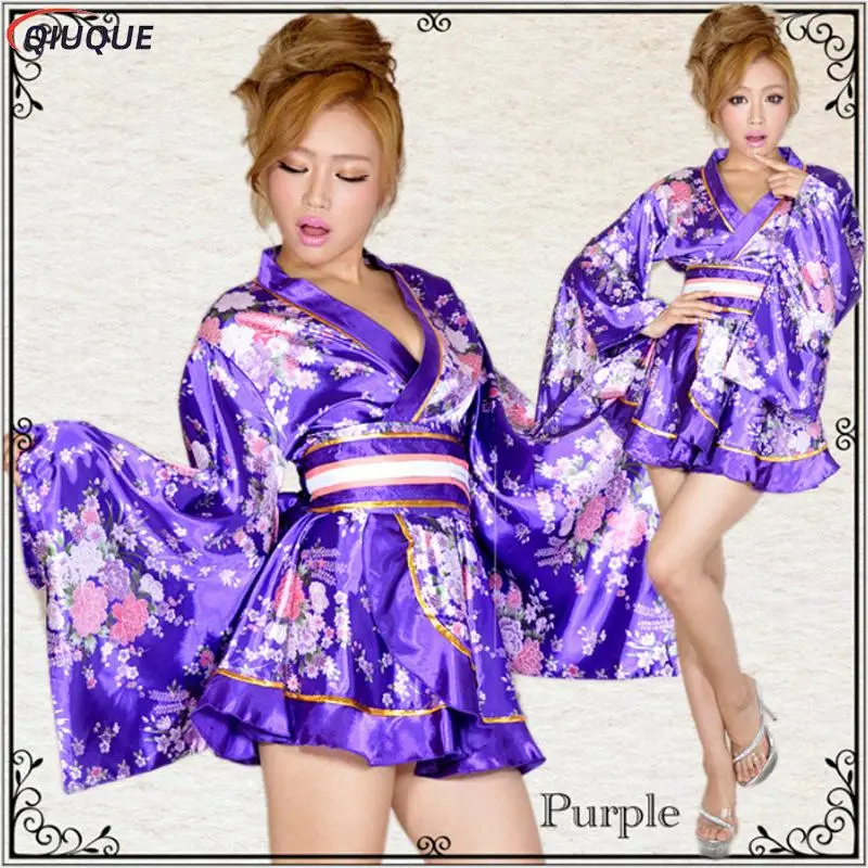 Women Japanese Kimono Dress Floral Print Yukata Sleepwear Traditional Geisha Vintage Clothes Cosplay Costume