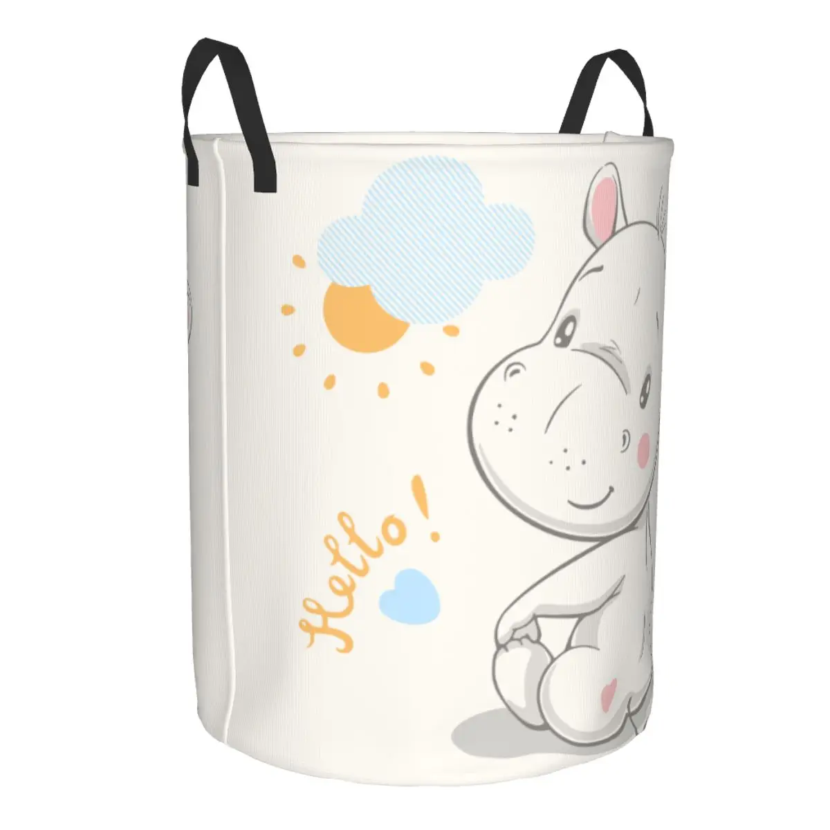 Foldable Laundry Basket for Dirty Clothes Cute Hippo Storage Hamper Kids Baby Home Organizer