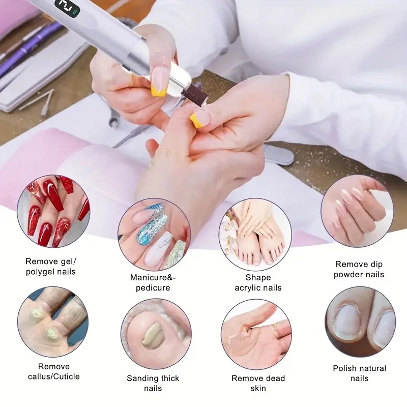 プロのマニキュアペディキュアキットコードレス電気爪やすりセットネイルドリルマシン手足ケアツールグラインドトリムポリッシュ用