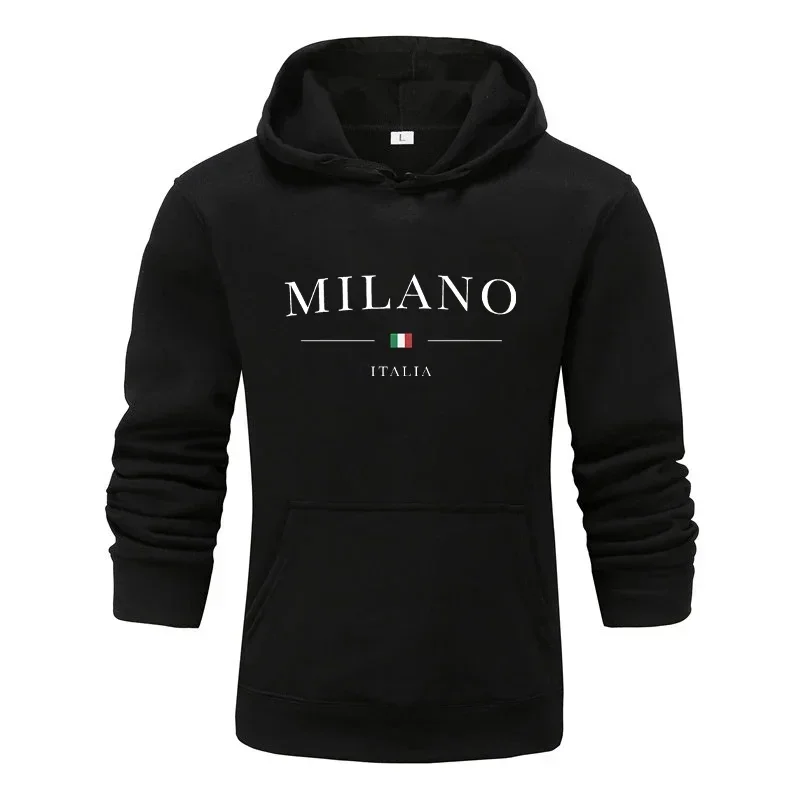 Milano-Luxury Men's Hooded Sweatersprinted Sweaters Men's Warm Clothing Casual Streetwearsweater Autumn and Winter