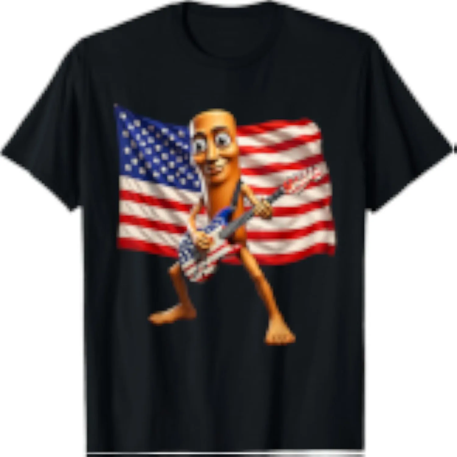 Brainrot 4th July US Flag America Tung Sahur Electric Guitar T-Shirt