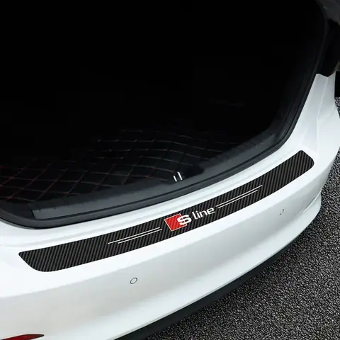 4pcs Car Styling Fiber Door Sills Scuff Plate Guard Stickers Door Threshold Protector For Audi SLINE A3 A4 A5 A6 A7 S3 S4 S5 Q5 10 best sales audi sline stickers - №10