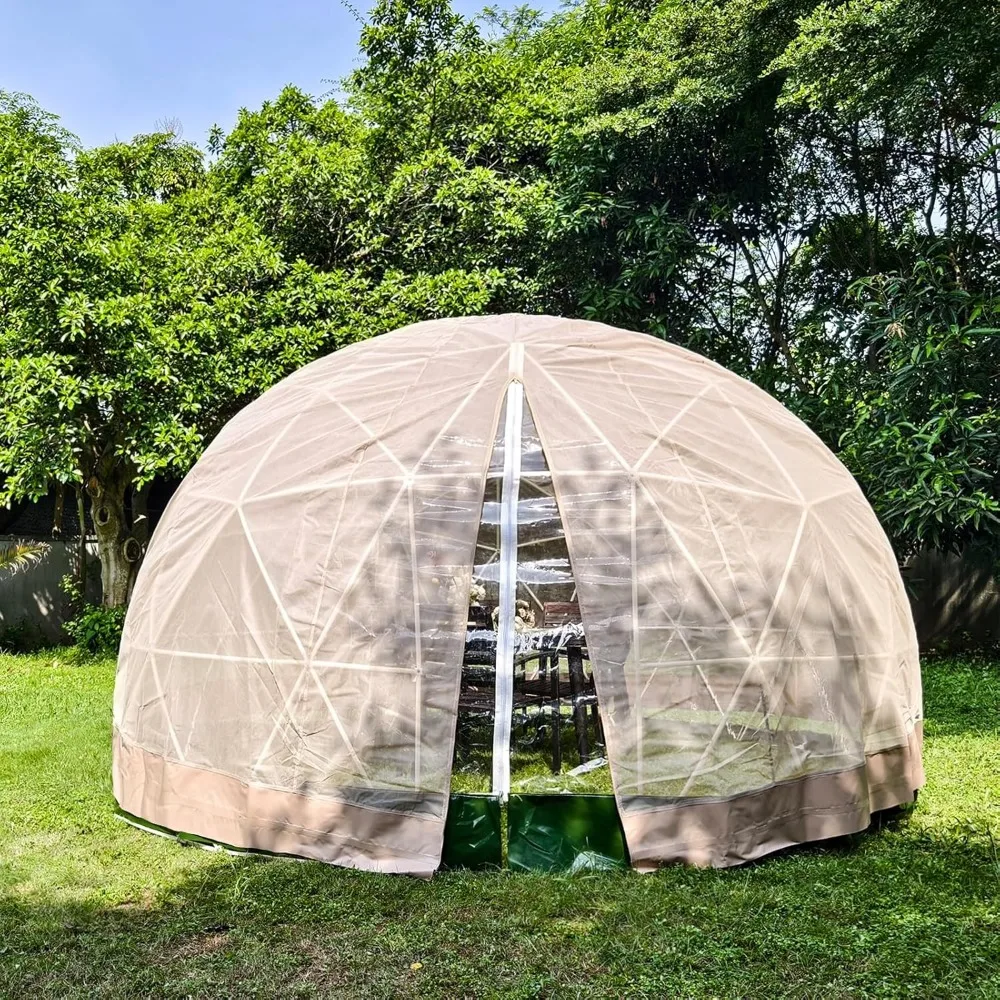 Garden Dome Igloo Bubble Tent House Geodesic Dome Greenhouse with Transparent PVC Cover, Weatherproof Greenhouse 9.5*5.7FT