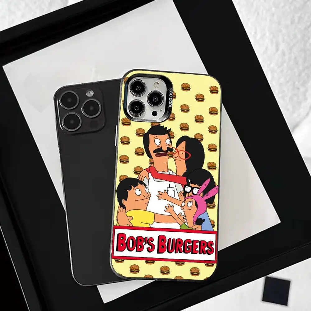 حافظة هاتف C-Cartoon Bobs B-Burgers لهاتف iPhone 16,15,14,13,12,11,Mini,Pro,SE,MAX غطاء أبيض غير لامع مقاوم للصدمات