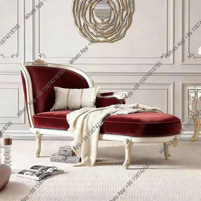 Zc American Solid Wood Chaise Longue Balcony French Leisure Chaise Longue Sofa Bedroom Beauty Couch European Separate Small