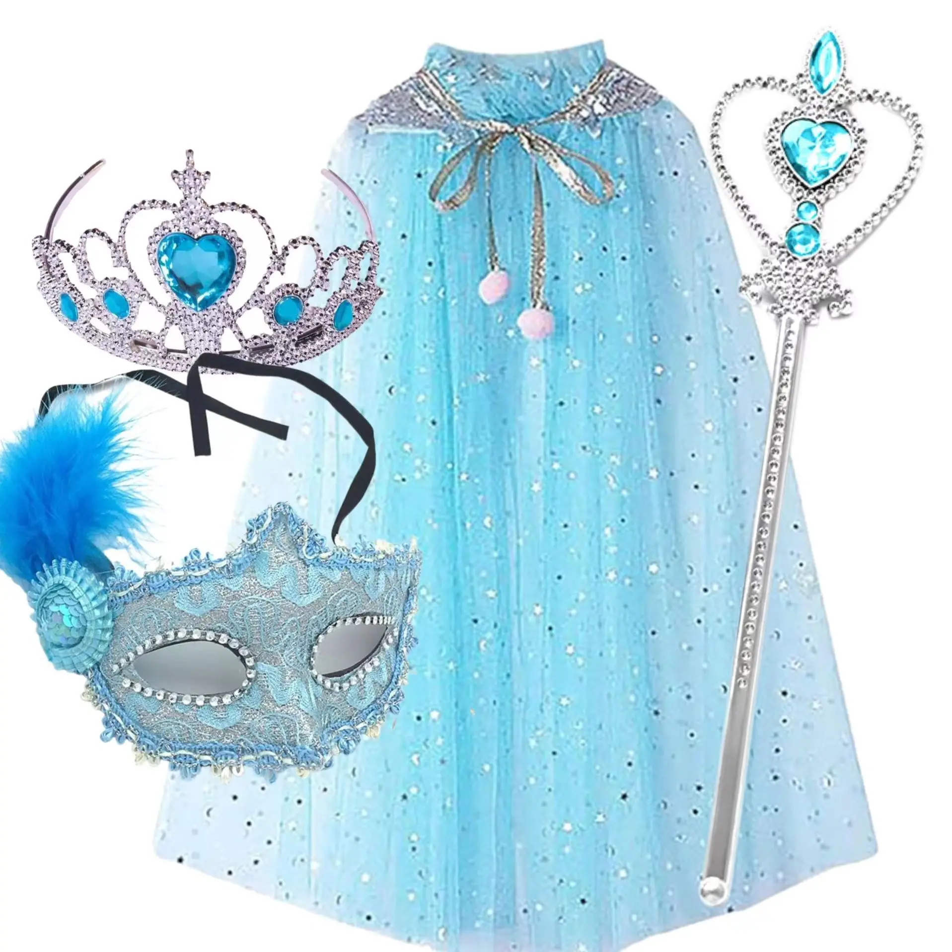 

Costume For Girl Cape Shawl Cape Girls Princess Crown Cape Suit Halloween Performance Costume