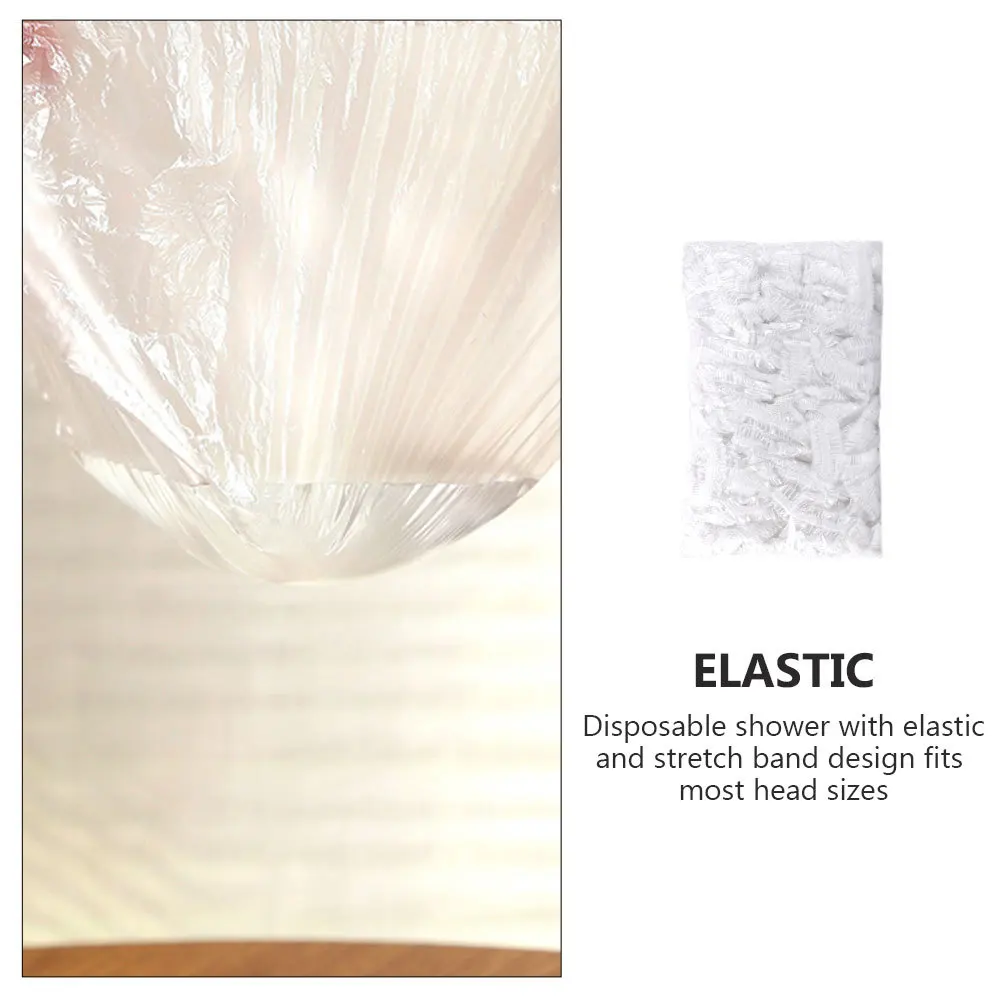 

100Pcs Waterproof Shower Caps Disposable Elastic Bathing Hats Comfortable Spa Hair Wrap for Salon Home Use Disposable Bath Caps