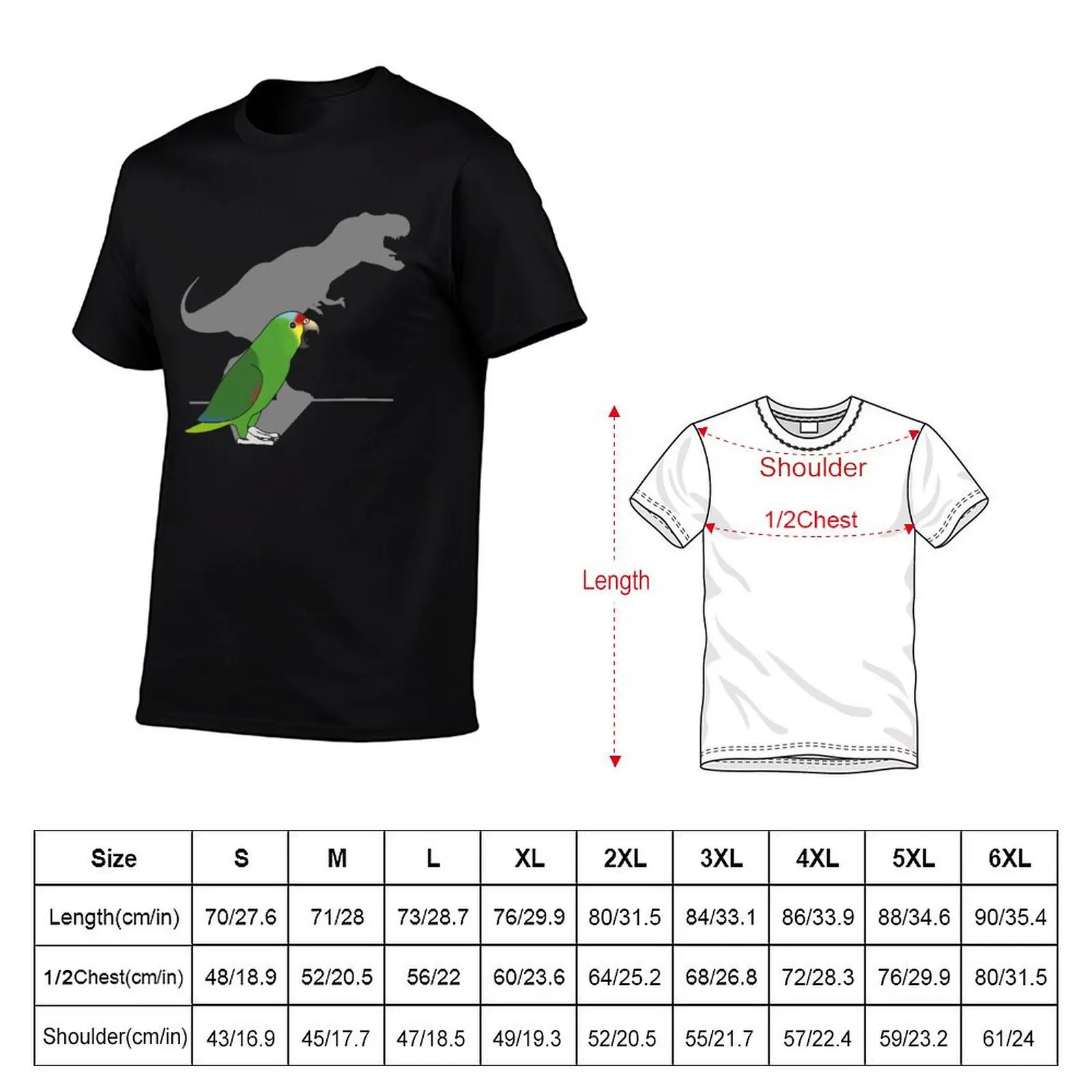 t-rex red lored amazon parrot T-Shirt man clothes graphic shirts men t shirts high quality