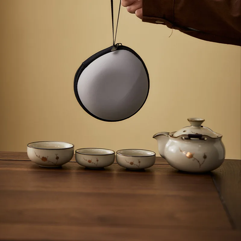 

Чайный сервиз Ru Kiln Kung Fu, чайная чашка для дома, гостиной, высококачественная чайная церемония, чайник для офиса, подарочная коробка