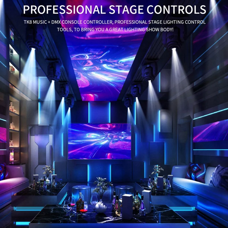 T8K Musica + Console DMX Porta a 8 canali con microfono In/Aux In SPI-TTL Controller per strisce luminose a LED per WS2811 WS2812B-T45C