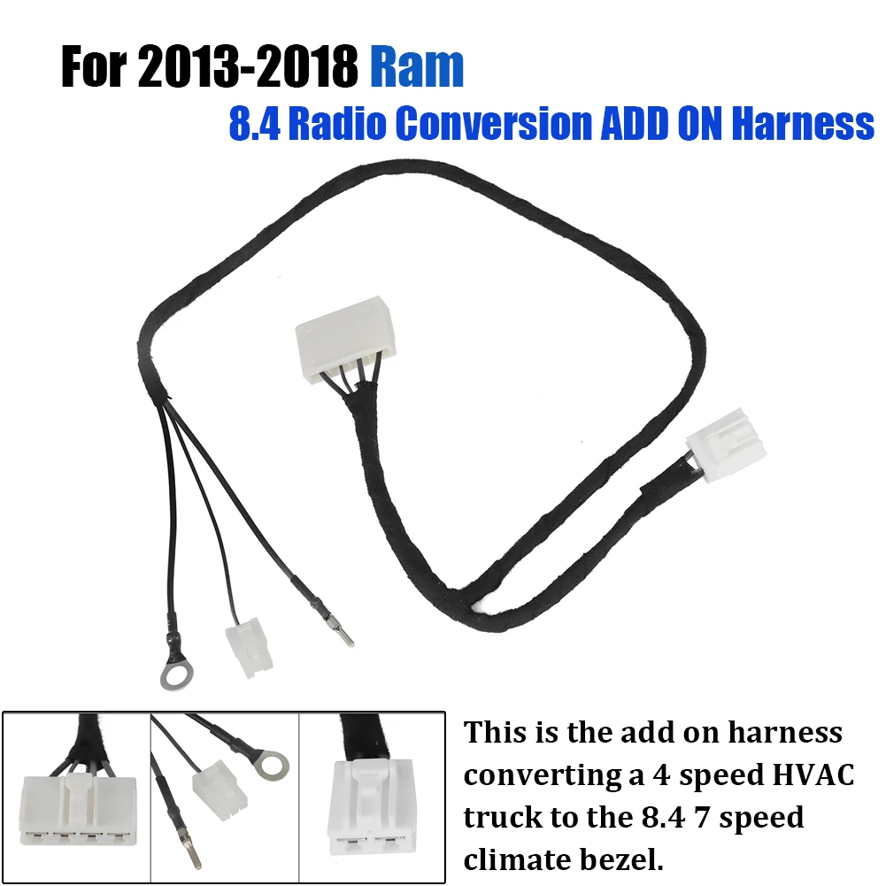 

1 ПК для Ram 2013-2018 8,4 радио преобразование ADD ON жгут проводов 4-скоростной вентилятор HVAC на 7 скоростей черный