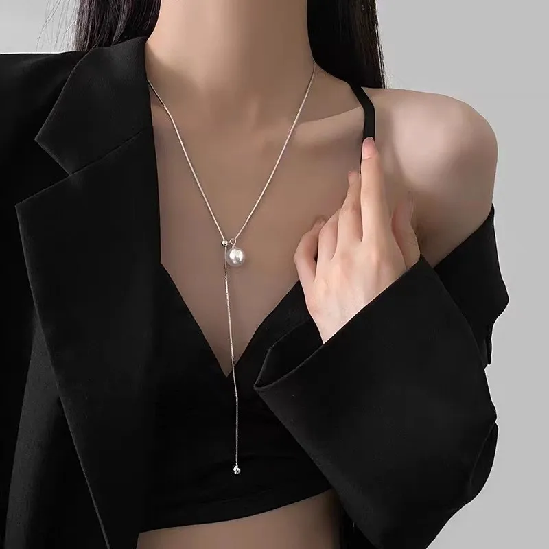 10pcs/lot Y-shaped clavicle chain Stainless Steel Necklace for Men And Women Smooth Rectangular Pendant Fashion Jewelry