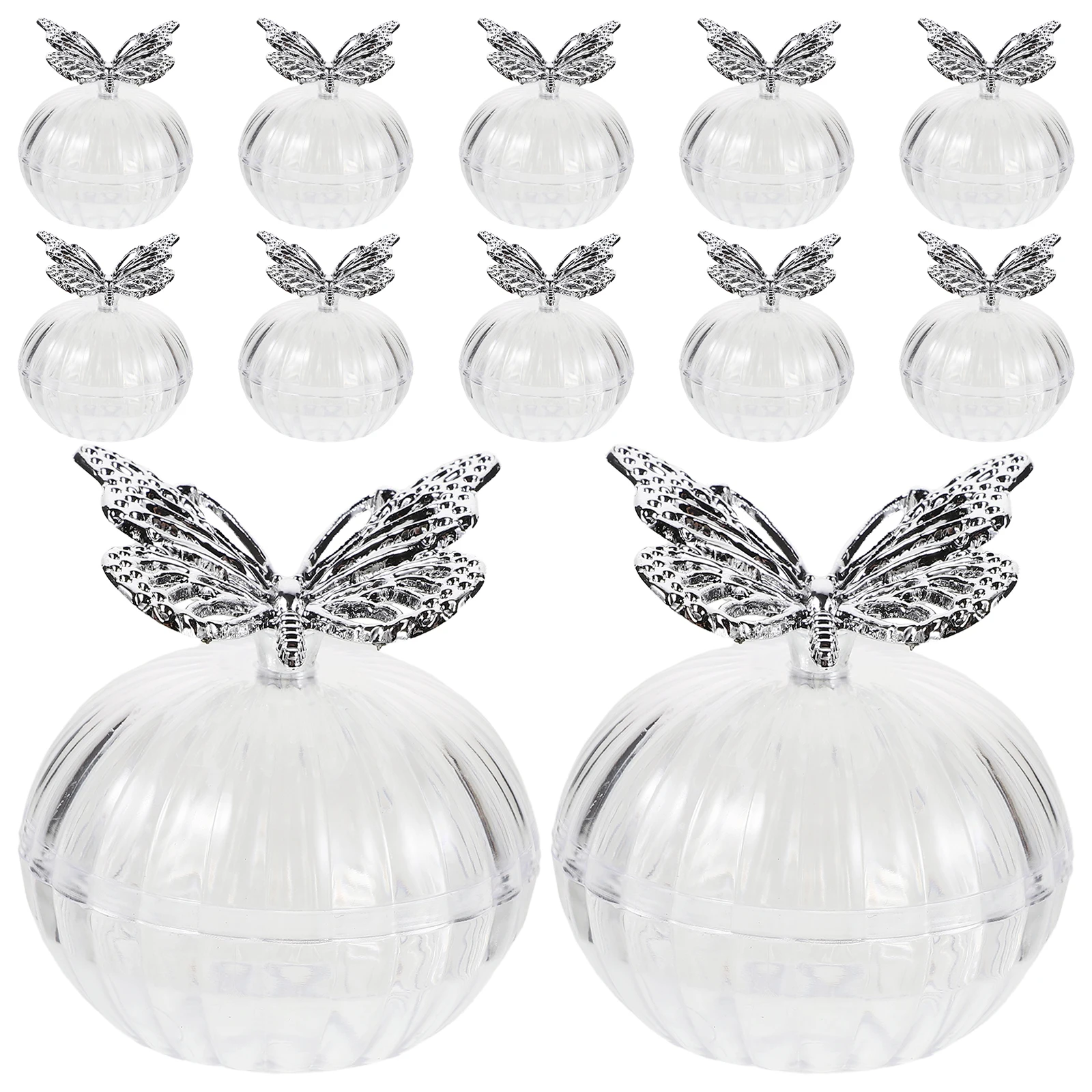 

12Pcs Butterfly Wedding Candy Boxes European Style Small Round Plastic Candy Holder Party Favor Boxes for Bridal Shower Birthday