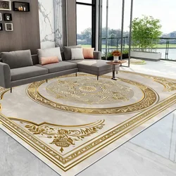 Alfombra de lujo dorada de gran tamaño para sala de estar, decoración del hogar, sofá, mesa al lado de las alfombras, dormitorio, Hotel, alfombras de piso antideslizantes, tapete