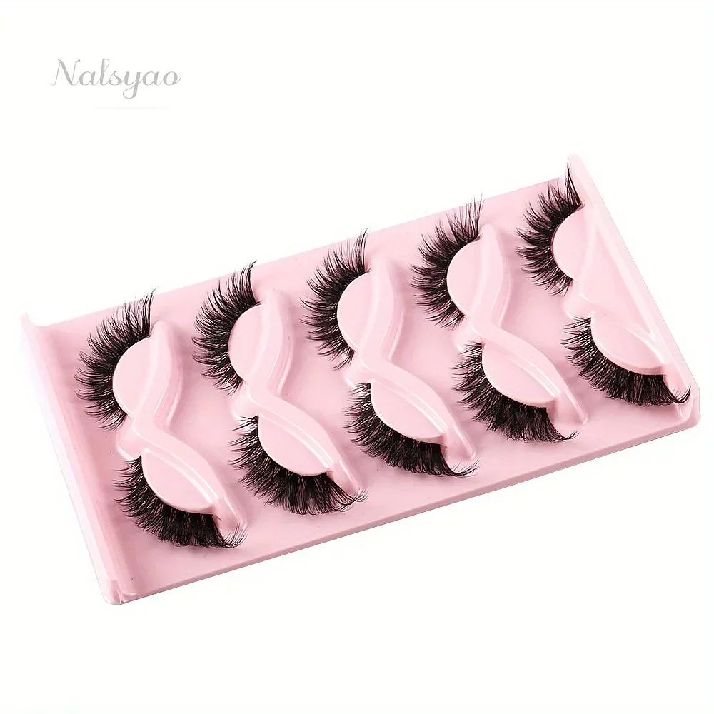 Cat Eye Lashes 3Boxes(15Pairs) Natural Long Manga Lashes Winged End Fake Eyelashes Elongated Eye Makeup