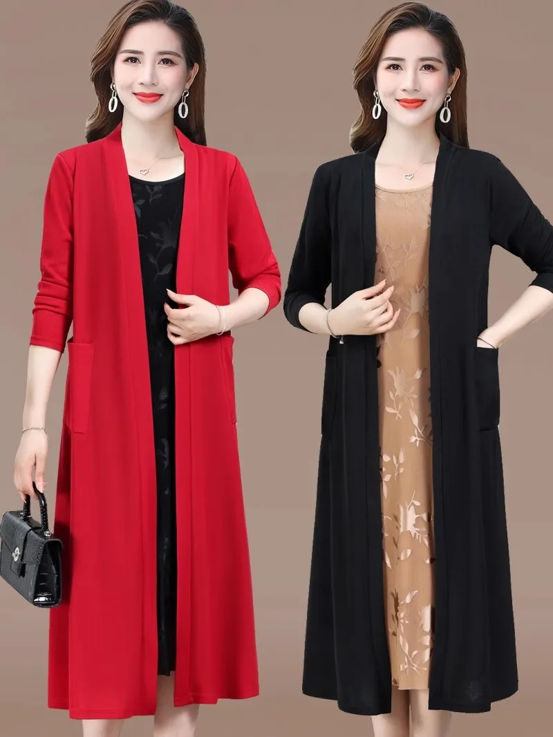 

Кардиган для мамы, куртка, шаль, стильная солнцезащитная рубашка, женская одежда среднего и пожилого возраста, накидка с кондиционером W083