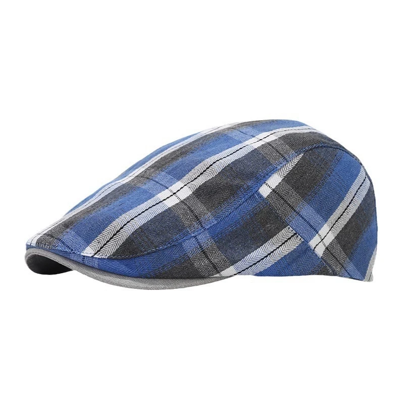 หมวกเบเร่ต์ลายสก็อตสีสันสดใสสำหรับผู้ชาย หมวกสไตล์ศิลปะทันสมัย หมวกทรงบางสำหรับฤดูใบไม้ผลิและฤดูใบไม้ร่วง หมวกนิวส์บอยสไตล์เรโทรอังกฤษสำหรับผู้หญิง