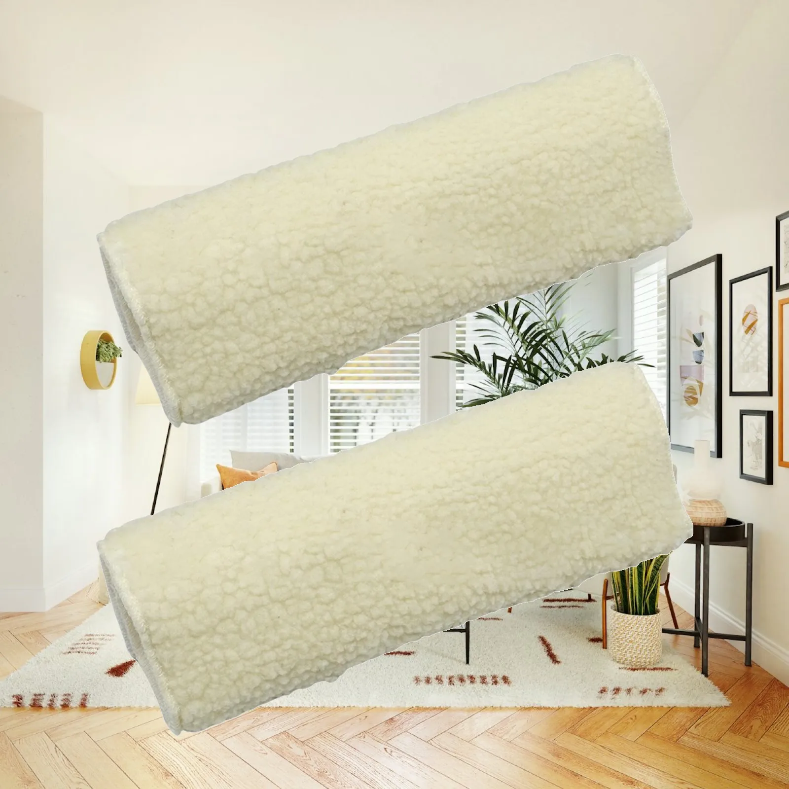 Lamb Fleece Armrest Pads Ergonomic Elbow Comfort Cushion Cover for Sofa Armrest and Lounge Chair