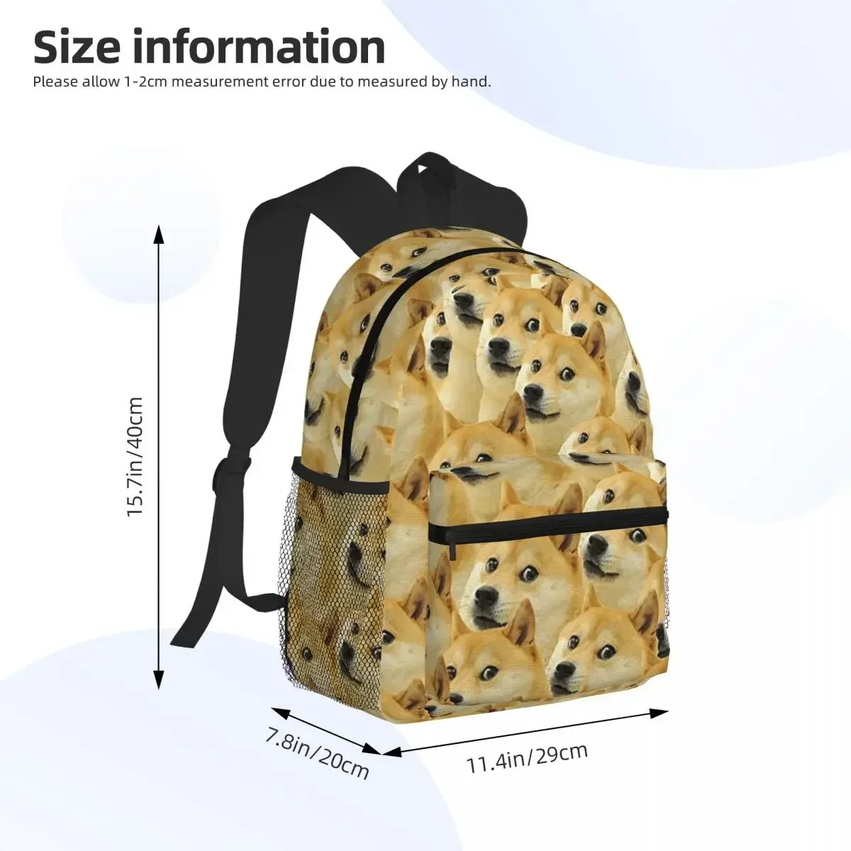 Custom Bag Doge Wow Shiba Inu Doggo Dog Meme Montage Student Backpack School Bag Hiking Travel Daypack For Men Women Bookbag Sho