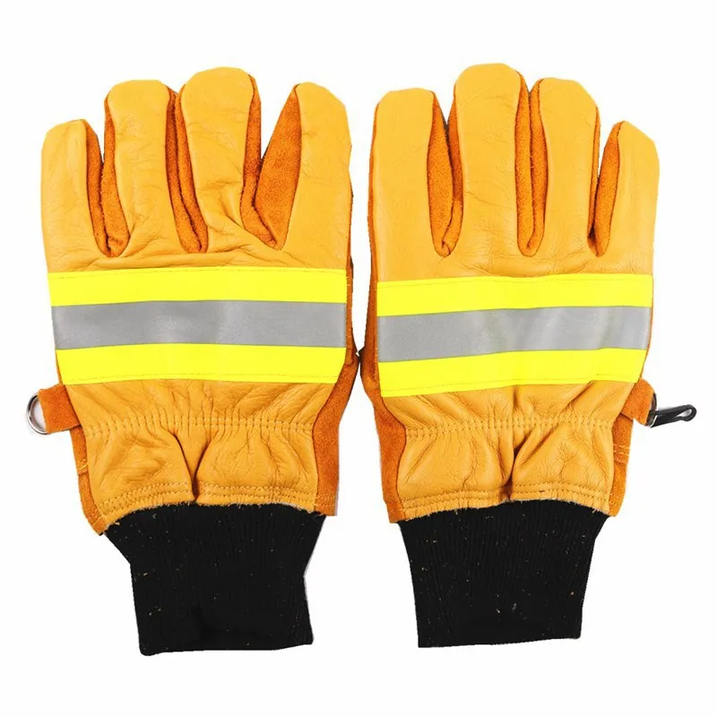 Guantes ignífugos de cuero de vaca, protección de trabajo radiante, resistente al calor, protección de manos de rescate