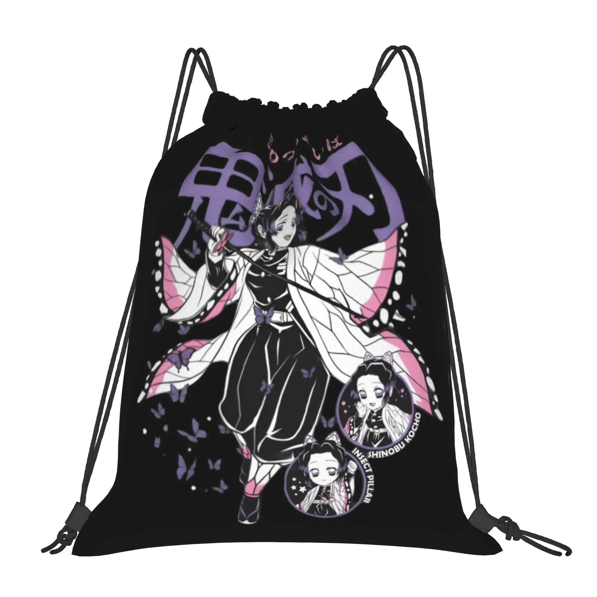 Custom Demon Slayers Drawstring Bags Women Men Lightweight Shinobu Kocho Sports Gym Storage Backpack